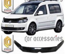 2 099 р. Дефлектор капота (левый руль) CA-Plastic  Volkswagen Caddy  2K (2010-2015) рестайлинг (Classic черный, Без надписи)  с доставкой в г. Владивосток. Увеличить фотографию 1