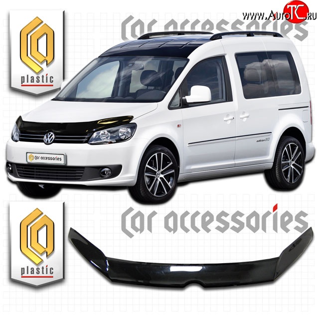 2 099 р. Дефлектор капота (левый руль) CA-Plastic  Volkswagen Caddy  2K (2010-2015) рестайлинг (Classic черный, Без надписи)  с доставкой в г. Владивосток