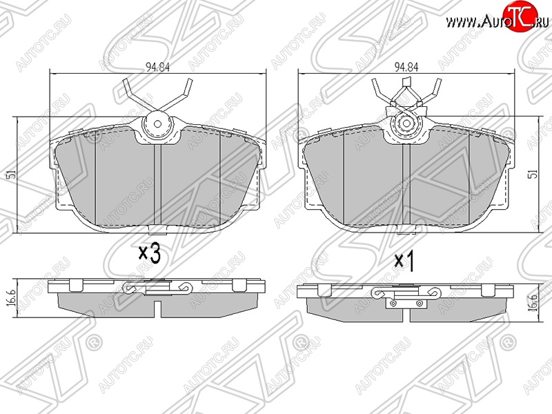 1 129 р. Колодки тормозные SAT (задние)  Volkswagen Caravelle  T4 - Transporter  T4  с доставкой в г. Владивосток