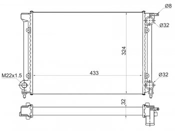Радиатор двигателя (трубчатый, МКПП, 1.5/1.6) SAT  Golf  2, Jetta  А2
