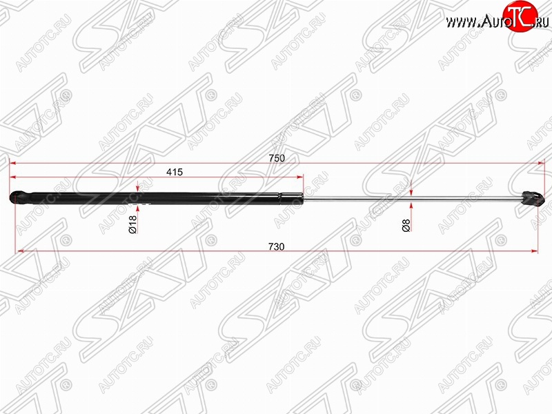 739 р. Газовый упор капота SAT  Volkswagen Golf  6 (2008-2014) хэтчбэк 5 дв.  с доставкой в г. Владивосток