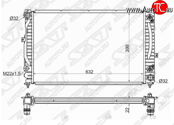 10 499 р. Радиатор SAT (АКПП, 2.5/2.6/2.8)  Audi A4  B5 8D5 универсал (1994-2001), Volkswagen Passat  B5.5 (2000-2005)  с доставкой в г. Владивосток