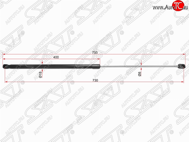 829 р. Газовый упор капота SAT  Volkswagen Passat ( B8,  B8.5) (2015-2024) седан дорестайлинг, универсал дорестайлинг, седан рестайлинг, универсал рестайлинг  с доставкой в г. Владивосток