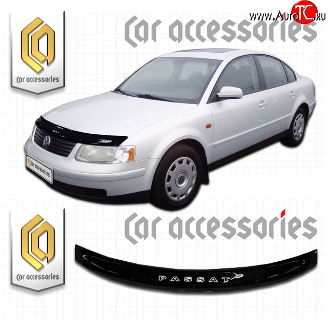 1 999 р. Дефлектор капота CA Plastic  Volkswagen Passat  B5 (1996-2000) седан дорестайлинг, универсал дорестайлинг (Classic черный, Без надписи)  с доставкой в г. Владивосток