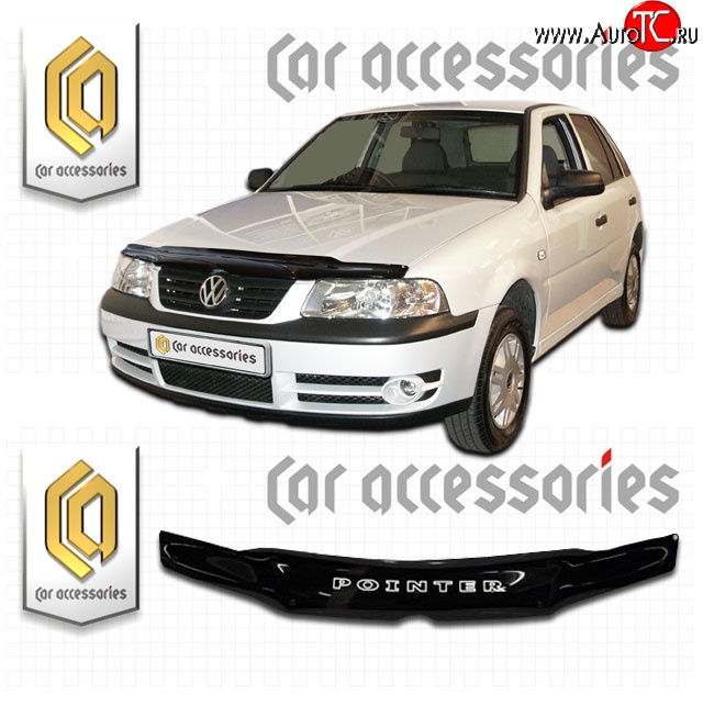 1 999 р. Дефлектор капота CA Plastic  Volkswagen Pointer (2006-2009) (Classic черный, Без надписи)  с доставкой в г. Владивосток