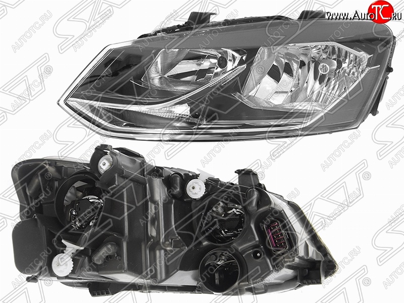 6 599 р. Левая фара SAT Volkswagen Polo 5 седан рестайлинг (2015-2020)  с доставкой в г. Владивосток
