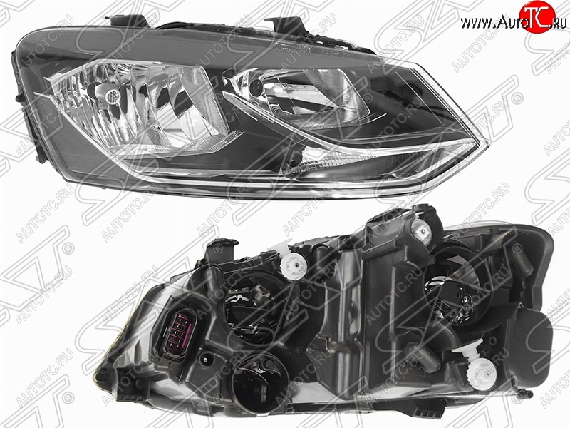 6 599 р. Правая фара SAT Volkswagen Polo 5 седан рестайлинг (2015-2020)  с доставкой в г. Владивосток