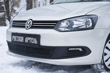 1 979 р. Защитная сетка решетки переднего бампера RA  Volkswagen Polo  5 (2009-2015) седан дорестайлинг  с доставкой в г. Владивосток. Увеличить фотографию 3