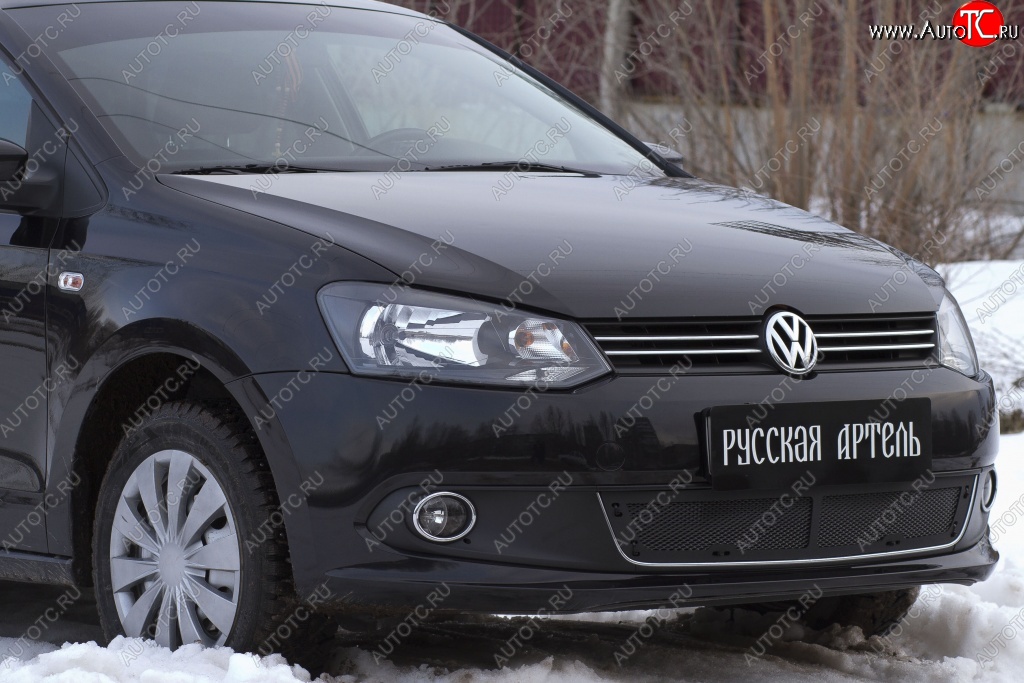 2 059 р. Защитная сетка решетки переднего бампера РА (Highline)  Volkswagen Polo  5 (2009-2015) хэтчбек дорестайлинг  с доставкой в г. Владивосток