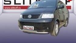 Двойная защита переднего бампера из труб диаметрами по 57 мм Slitkoff Volkswagen (Волксваген) Transporter (Транспортер)  T5 (2003-2009) T5 дорестайлинг