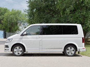 13 999 р. Правая защита порога SLITKOFF из круглой трубы диаметром 63 мм SLITKOFF Volkswagen Transporter T6 дорестайлинг (2015-2019)  с доставкой в г. Владивосток. Увеличить фотографию 2