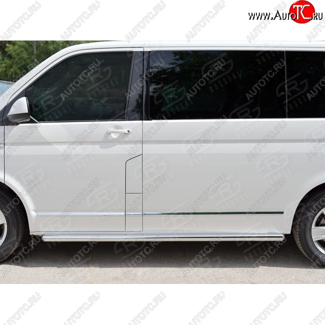 14 999 р. Правая защита порогов SLITKOFF из круглой трубы диаметром 63 мм v3  Volkswagen Caravelle  T6 - Transporter  T6  с доставкой в г. Владивосток