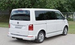 Защита заднего бампера (Ø42 мм, нержавейка, уголки) SLITKOFF Volkswagen Caravelle T6 дорестайлинг (2015-2019)