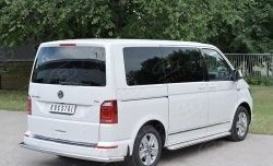 Защита заднего бампера (Ø63 мм секция, нержавейка, длинная база) SLITKOFF Volkswagen Caravelle T6 дорестайлинг (2015-2019)