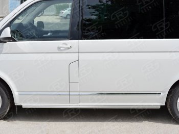 13 349 р. Правая защита порогов SLITKOFF из круглой трубы d63 мм Volkswagen Transporter T6 дорестайлинг (2015-2019)  с доставкой в г. Владивосток. Увеличить фотографию 2