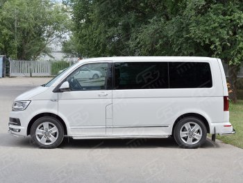 15 999 р. Правая широкая защита порогов SLITKOFF из круглой трубы d63 мм v2 Volkswagen Transporter T6 дорестайлинг (2015-2019)  с доставкой в г. Владивосток. Увеличить фотографию 2