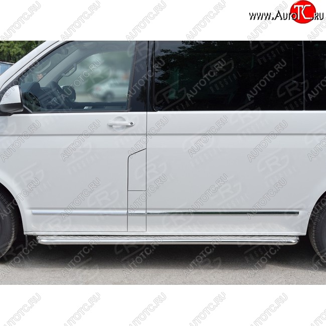 15 999 р. Правая широкая защита порогов SLITKOFF из круглой трубы d63 мм v2 Volkswagen Transporter T6 дорестайлинг (2015-2019)  с доставкой в г. Владивосток