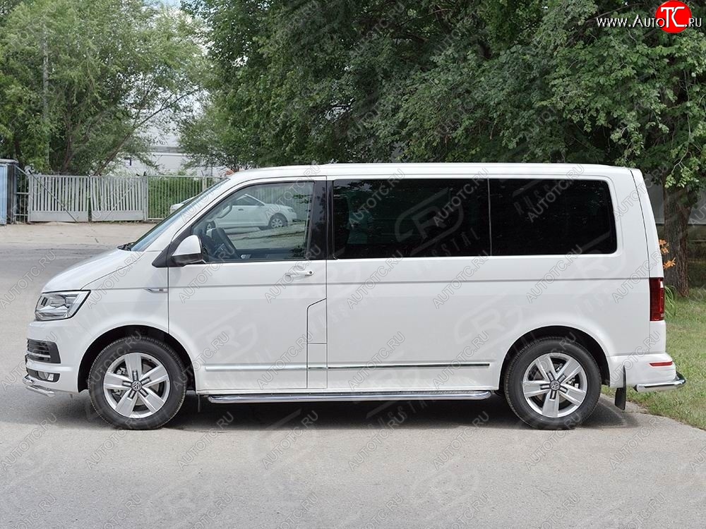 25 549 р. Правая защита порогов SLITKOFF из круглой трубы d63 мм v3 Volkswagen Transporter T6 дорестайлинг (2015-2019)  с доставкой в г. Владивосток