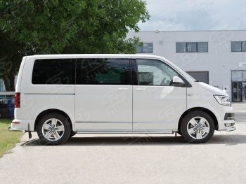 Левая защита порога SLITKOFF из круглой трубы диаметром 63 мм v2 Volkswagen Transporter T6 дорестайлинг (2015-2019)