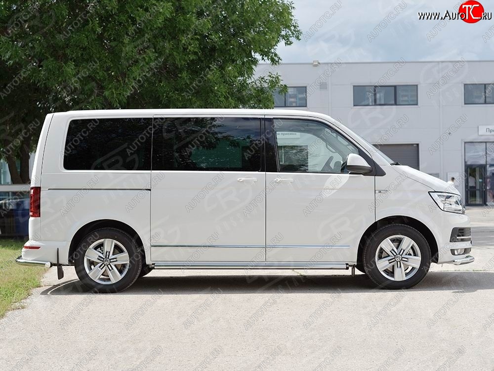 13 999 р. Левая защита порога SLITKOFF из круглой трубы диаметром 63 мм v2 Volkswagen Transporter T6 дорестайлинг (2015-2019)  с доставкой в г. Владивосток