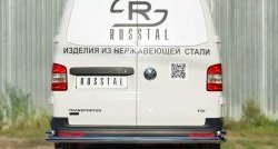 Защита заднего бампера (Ø63 и 42 мм с уголками, нержавейка) SLITKOFF Volkswagen Transporter T5 рестайлинг (2009-2015)