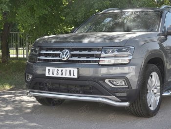 20 899 р. Защита переднего бампера (Ø63 мм волна, нержавейка) SLITKOFF Volkswagen Teramont CA1 дорестайлинг (2016-2020)  с доставкой в г. Владивосток. Увеличить фотографию 4