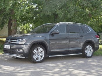 26 699 р. Защита переднего бампера (2 трубы Ø63 и 42 мм, нержавейка) SLITKOFF Volkswagen Teramont CA1 дорестайлинг (2016-2020)  с доставкой в г. Владивосток. Увеличить фотографию 2