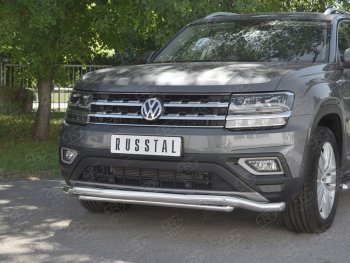 26 699 р. Защита переднего бампера (2 трубы Ø63 и 42 мм, нержавейка) SLITKOFF Volkswagen Teramont CA1 дорестайлинг (2016-2020)  с доставкой в г. Владивосток. Увеличить фотографию 4