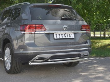 14 799 р. Защита заднего бампера (2 трубы Ø63 и 42 мм, нержавейка) SLITKOFF Volkswagen Teramont CA1 дорестайлинг (2016-2020)  с доставкой в г. Владивосток. Увеличить фотографию 4