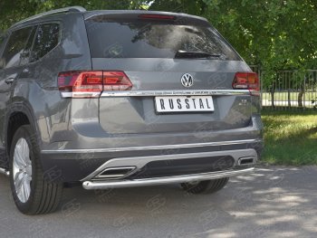 16 899 р. Защита заднего бампера (Ø63 мм, нержавейка) SLITKOFF  Volkswagen Teramont  CA1 (2016-2020) дорестайлинг  с доставкой в г. Владивосток. Увеличить фотографию 4