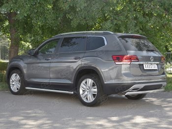 10 649 р. Защита заднего бампера (Ø75х42 мм, нержавейка) Russtal Volkswagen Teramont CA1 дорестайлинг (2016-2020)  с доставкой в г. Владивосток. Увеличить фотографию 2