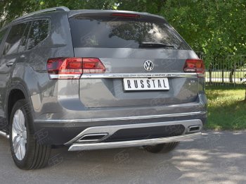 10 649 р. Защита заднего бампера (Ø75х42 мм, нержавейка) Russtal Volkswagen Teramont CA1 дорестайлинг (2016-2020)  с доставкой в г. Владивосток. Увеличить фотографию 4