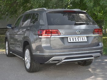 13 249 р. Защита заднего бампера (Ø42 мм волна, нержавейка) SLITKOFF Volkswagen Teramont CA1 дорестайлинг (2016-2020)  с доставкой в г. Владивосток. Увеличить фотографию 4