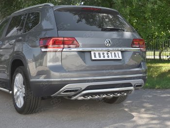 24 649 р. Защита заднего бампера (Ø42 мм, волна+зубы, нержавейка) SLITKOFF Volkswagen Teramont CA1 дорестайлинг (2016-2020)  с доставкой в г. Владивосток. Увеличить фотографию 4