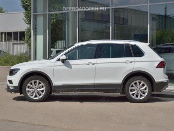 20 749 р. Пороги труба 75х42 овал с проступью Russtal Volkswagen Tiguan Mk2 дорестайлинг (2016-2020)  с доставкой в г. Владивосток. Увеличить фотографию 4