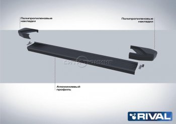 9 499 р. Порожки для ног Rival Volkswagen Tiguan Mk2 дорестайлинг (2016-2020) (Чёрные)  с доставкой в г. Владивосток. Увеличить фотографию 2