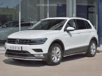 13 499 р. Защита переднего бампера (Ø42 мм, нержавейка, NOT OFF ROAD) SLITKOFF Volkswagen Tiguan Mk2 дорестайлинг (2016-2020)  с доставкой в г. Владивосток. Увеличить фотографию 3