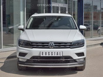 13 499 р. Защита переднего бампера (Ø42 мм, нержавейка, NOT OFF ROAD) SLITKOFF Volkswagen Tiguan Mk2 дорестайлинг (2016-2020)  с доставкой в г. Владивосток. Увеличить фотографию 4