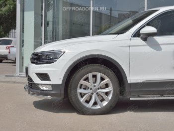 17 399 р. Защита переднего бампера (2 трубы Ø42 мм, нержавейка, NOT OFF ROAD) SLITKOFF  Volkswagen Tiguan  Mk2 (2016-2020) дорестайлинг  с доставкой в г. Владивосток. Увеличить фотографию 4