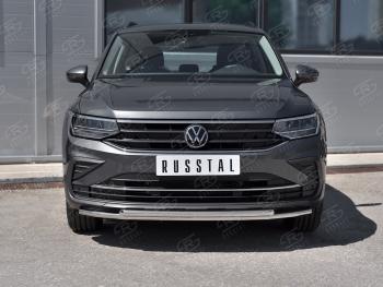 21 399 р. Защита переднего бампера (2 трубы Ø42, нержавейка, NOT R-LINE) Volkswagen Tiguan Mk2 рестайлинг (2020-2022)  с доставкой в г. Владивосток. Увеличить фотографию 2