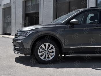 17 399 р. Защита переднего бампера (Ø42 мм нержавейка, NOT R-LINE) SLITKOFF Volkswagen Tiguan Mk2 рестайлинг (2020-2022) (полированная нержавейка)  с доставкой в г. Владивосток. Увеличить фотографию 3