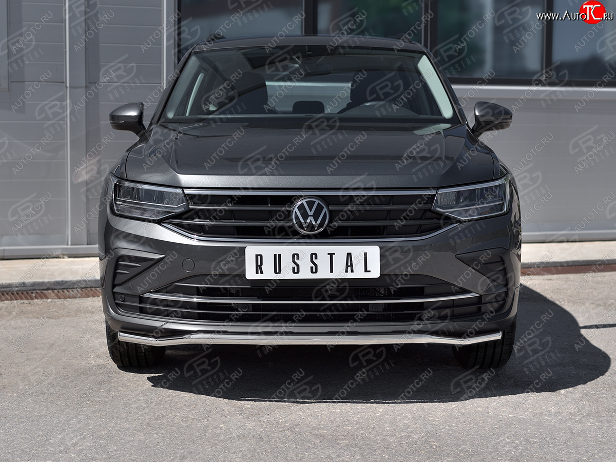 17 999 р. Защита переднего бампера (Ø42 мм волна, нержавейка, NOT R-LINE) SLITKOFF Volkswagen Tiguan Mk2 рестайлинг (2020-2022)  с доставкой в г. Владивосток