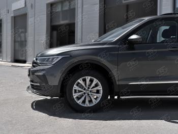 17 999 р. Защита переднего бампера (Ø42 мм волна, нержавейка, NOT R-LINE) SLITKOFF Volkswagen Tiguan Mk2 рестайлинг (2020-2022)  с доставкой в г. Владивосток. Увеличить фотографию 2