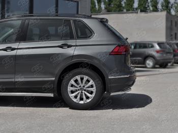 12 699 р. Защита заднего бампера (Ø42 мм уголки, нержавейка, NOT R-LINE) SLITKOFF  Volkswagen Tiguan  Mk2 (2020-2022) рестайлинг (полированная нержавейка)  с доставкой в г. Владивосток. Увеличить фотографию 3