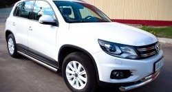 14 849 р. Защита порогов из круглой трубы диаметром 63 мм (Track & Field) Russtal Volkswagen Tiguan NF рестайлинг (2011-2017) (Защита порогов с со скосами на торцах (вариант 1))  с доставкой в г. Владивосток. Увеличить фотографию 8