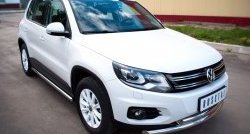 14 849 р. Защита порогов из круглой трубы диаметром 63 мм (Track & Field) Russtal Volkswagen Tiguan NF рестайлинг (2011-2017) (Защита порогов с со скосами на торцах (вариант 1))  с доставкой в г. Владивосток. Увеличить фотографию 12