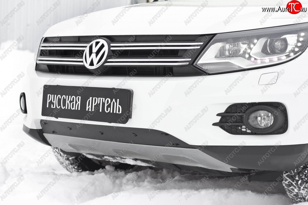 1 459 р. Зимняя заглушка решетки переднего бампера (Track & Field) РА Volkswagen Tiguan NF рестайлинг (2011-2017)  с доставкой в г. Владивосток