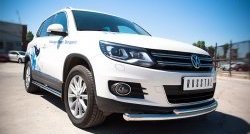 16 899 р. Защита переднего бампера (2 трубыØ63 и 42 мм, нержавейка) SLITKOFF Volkswagen Tiguan NF рестайлинг (2011-2017)  с доставкой в г. Владивосток. Увеличить фотографию 3