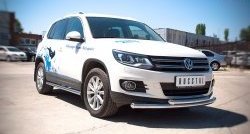 20 499 р. Защита переднего бампера (2 трубыØ63 мм, нержавейка) SLITKOFF Volkswagen Tiguan NF рестайлинг (2011-2017)  с доставкой в г. Владивосток. Увеличить фотографию 3