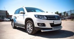 17 849 р. Защита переднего бампера (2 трубыØ76 и 42 мм, нержавейка) SLITKOFF Volkswagen Tiguan NF рестайлинг (2011-2017)  с доставкой в г. Владивосток. Увеличить фотографию 3